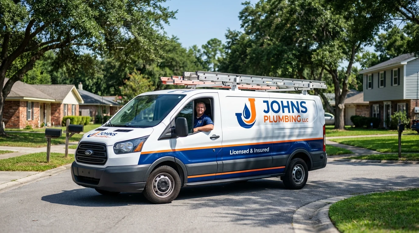 Johns Plumbing LLC service van in Hallsville, MO