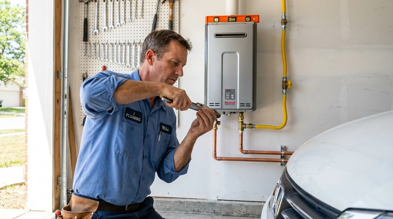 Tankless water heater installation by a Johns Plumbing LLC plumber in Hallsville